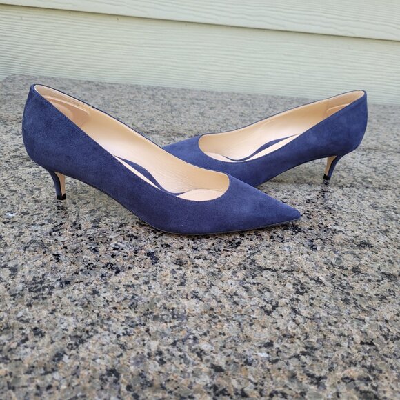 MARION PARKE Classic Pump 45 Suede In Navy - Picture 1 of 14
